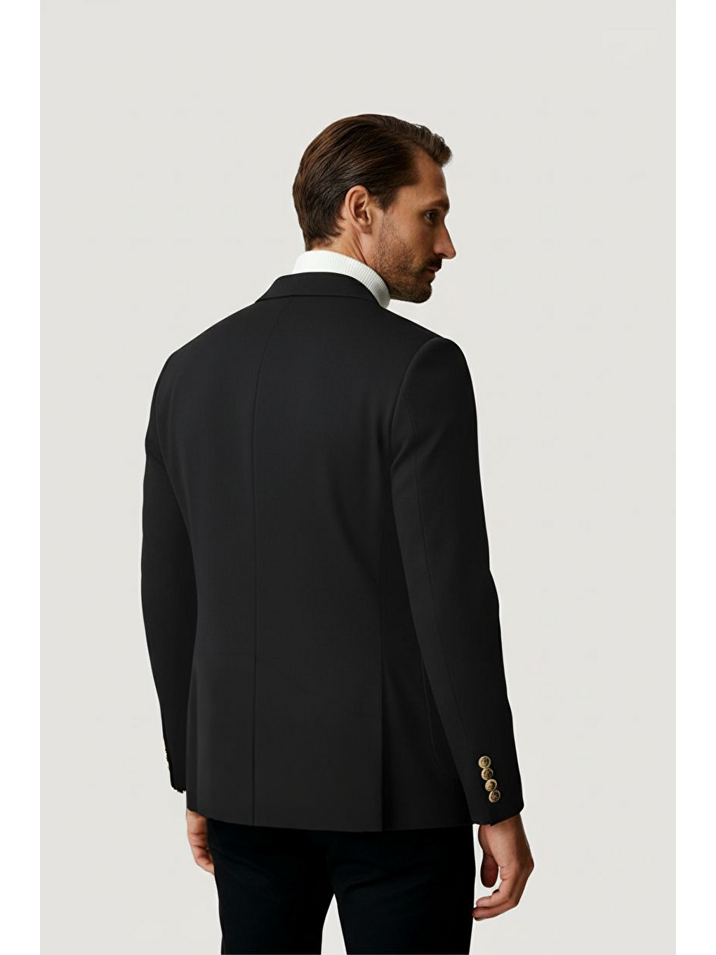 Antrasit Mono Yaka Slim Fit Dar Kalıp Erkek Ceket-1