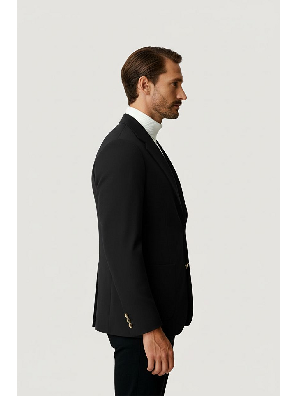 Antrasit Mono Yaka Slim Fit Dar Kalıp Erkek Ceket-3