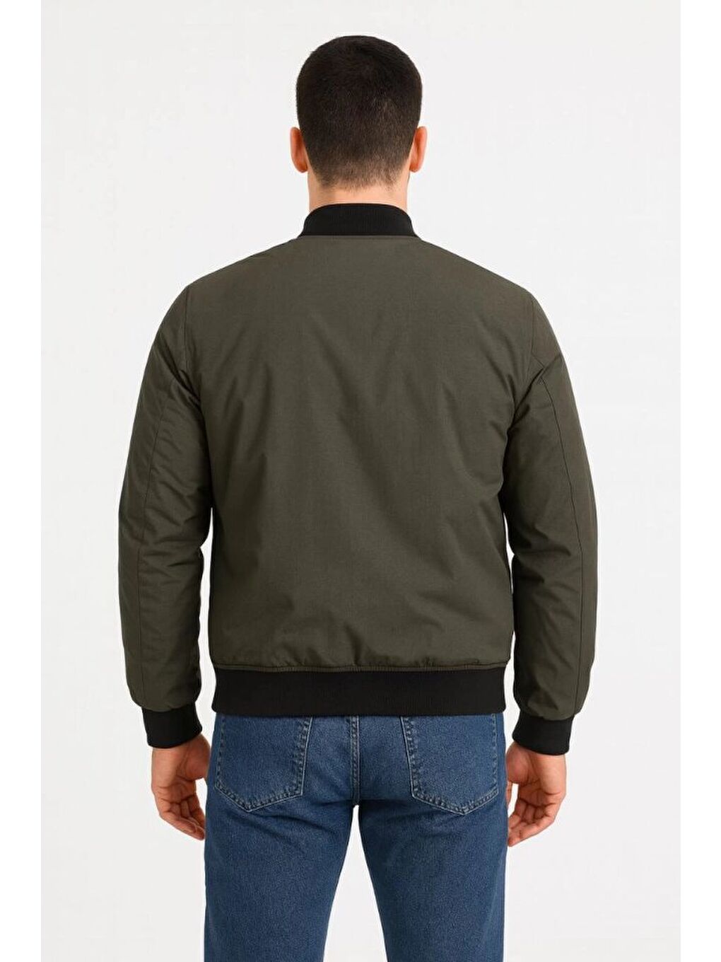 Erkek Içi Astarlı Fermuarlı Bomber Mont Ceket - Haki-1