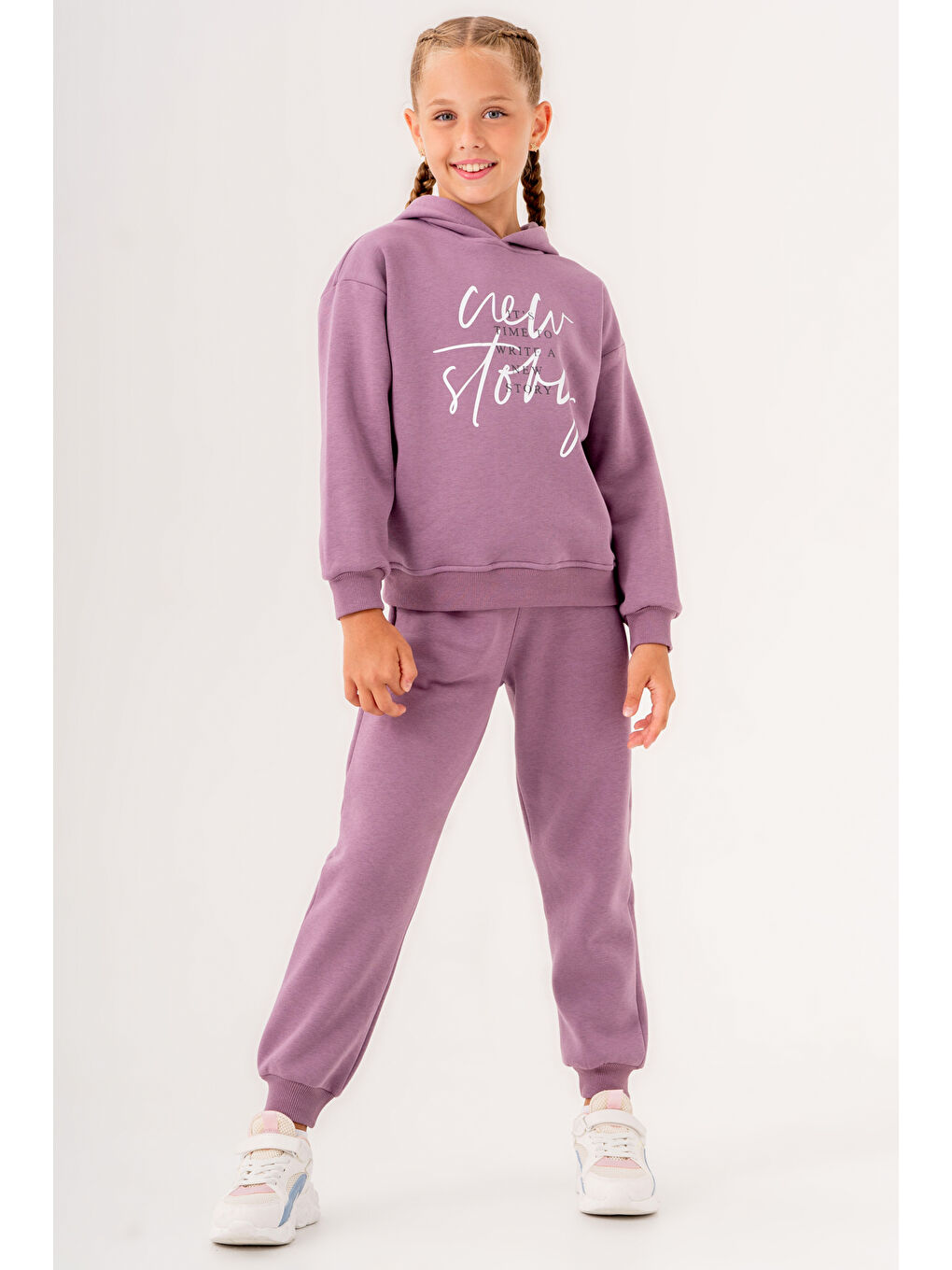 Kız Çocuk Mor It's Time To Write A New Story Baskılı 5-9 Yaş Takım - 3561-2-1