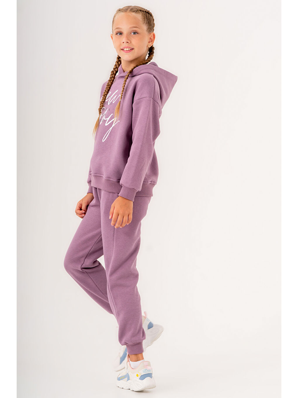 Kız Çocuk Mor It's Time To Write A New Story Baskılı 5-9 Yaş Takım - 3561-2-2