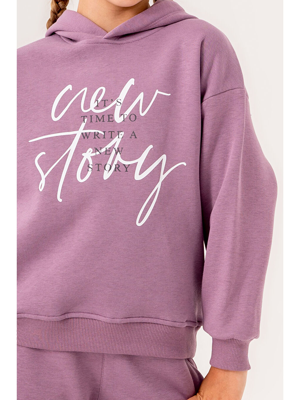Kız Çocuk Mor It's Time To Write A New Story Baskılı 5-9 Yaş Takım - 3561-2-3