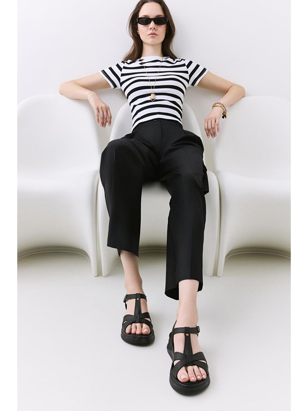 Kadın Siyah Comfort Düz Sandalet-1