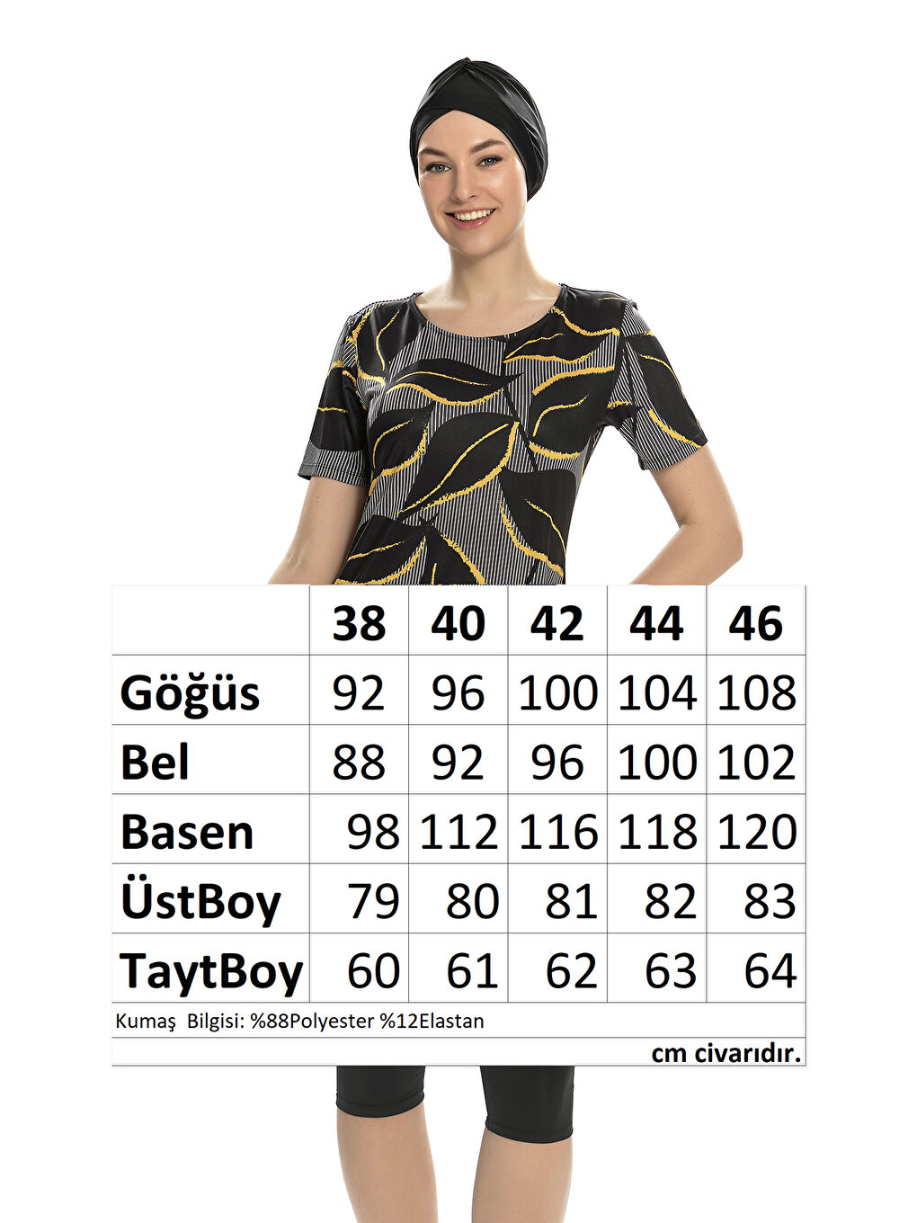 Remsa Kısa Kol Taytlı Yarı Kapalı Mayo 202-506 Siyah - 2