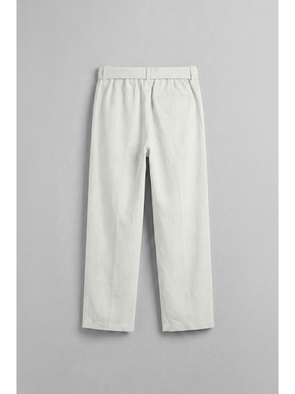 Erkek Baggy Kuşaklı Beli Lastikli Pamuklu Pantolon Beyaz-1