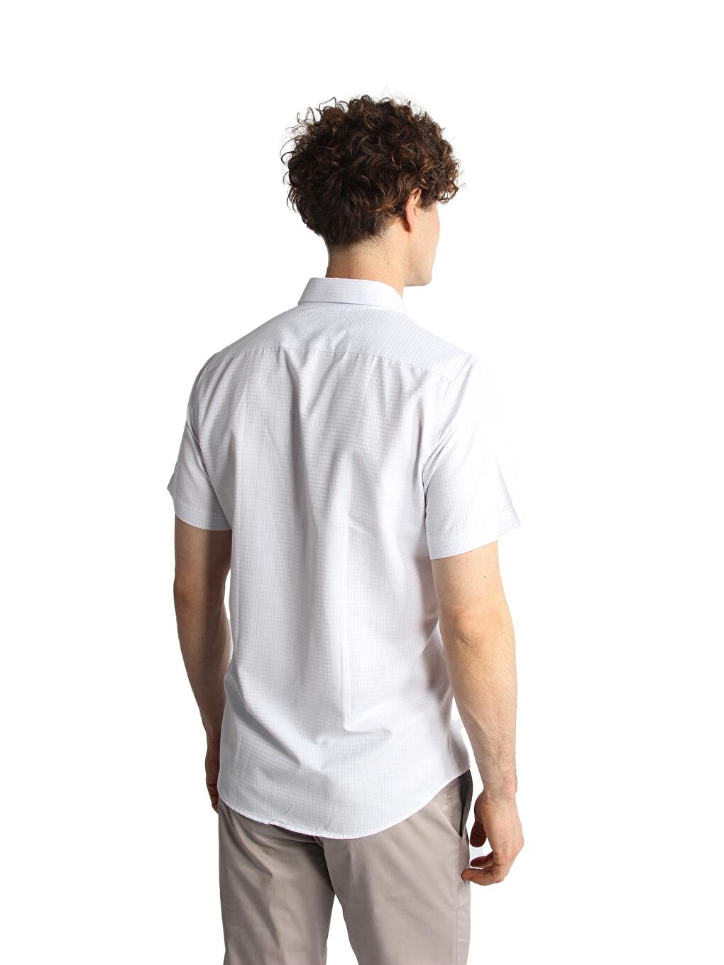 Erkek Mavi Regularfit / Rahat Kalıp Düğmeli Yaka Gömlek Kısa Kol-5