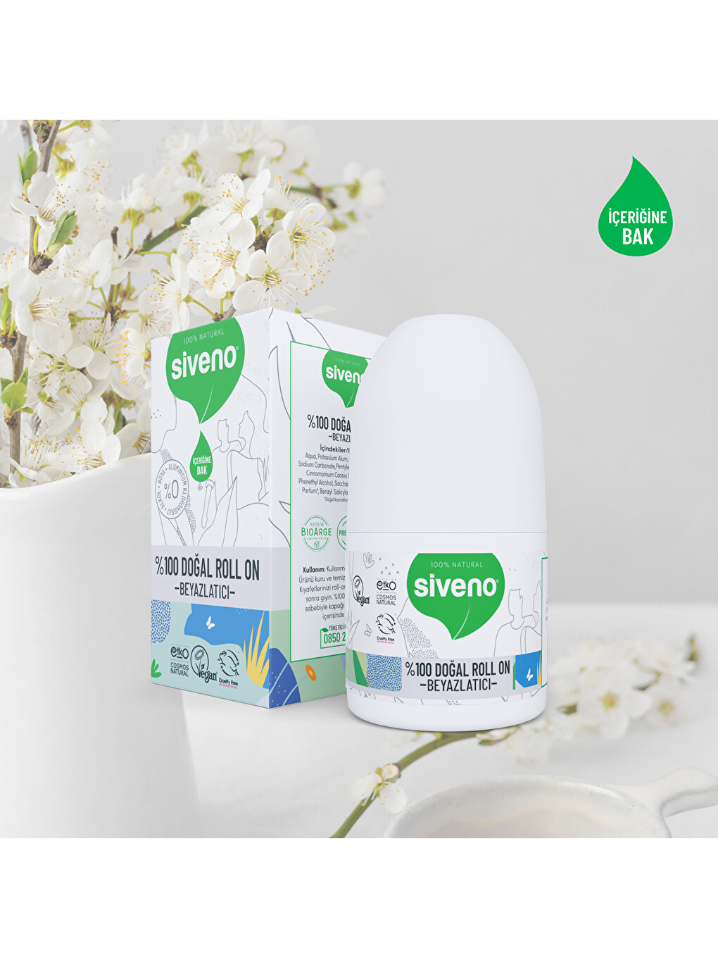 %100 Doğal Roll On Beyazlatıcı Etkili Deodorant Ter Kokusu Önleyici Bitkisel Leke Bırakmayan Vegan 5-1