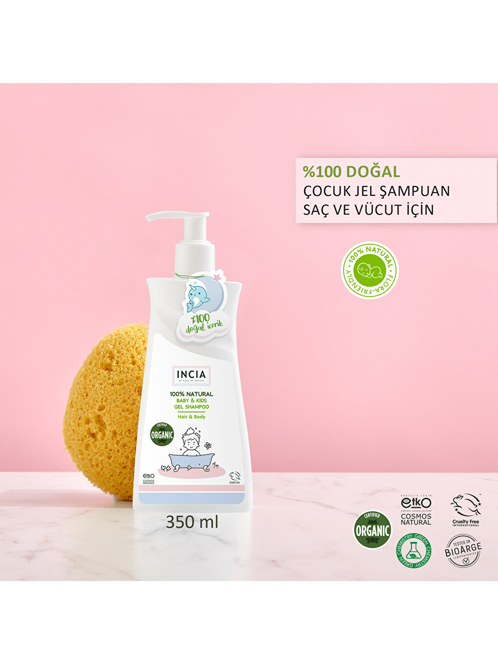 %100 Doğal Organik Sertifikalı Bebek Ve Çocuk Jel Şampuanı Saç Vücut Lavanta Konak Önleyici 350 Ml-1