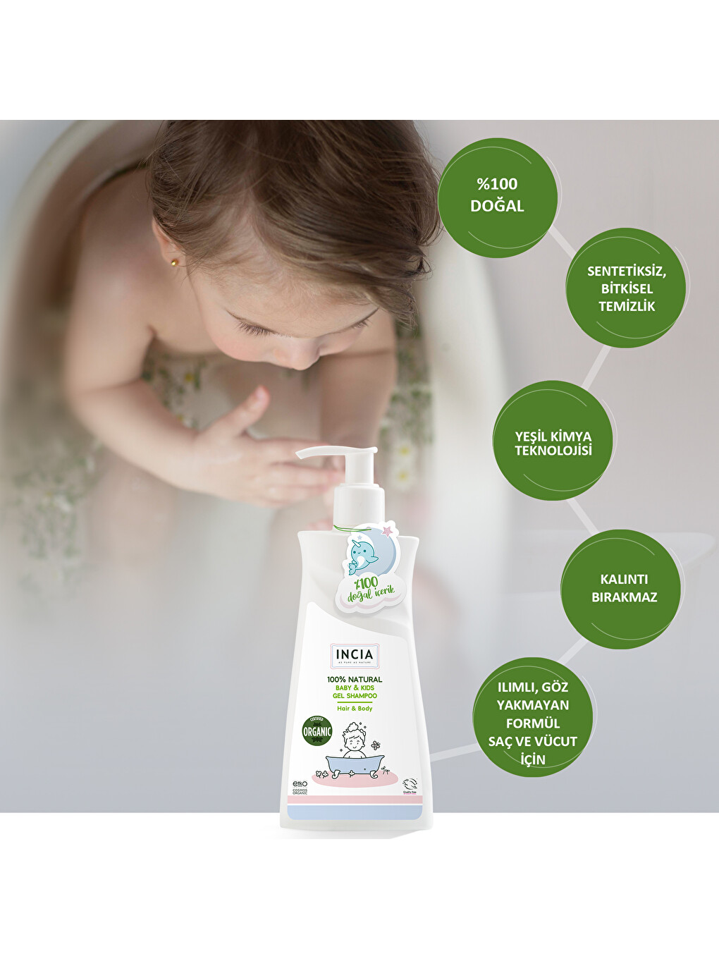 %100 Doğal Organik Sertifikalı Bebek Ve Çocuk Jel Şampuanı Saç Vücut Lavanta Konak Önleyici 350 Ml-3