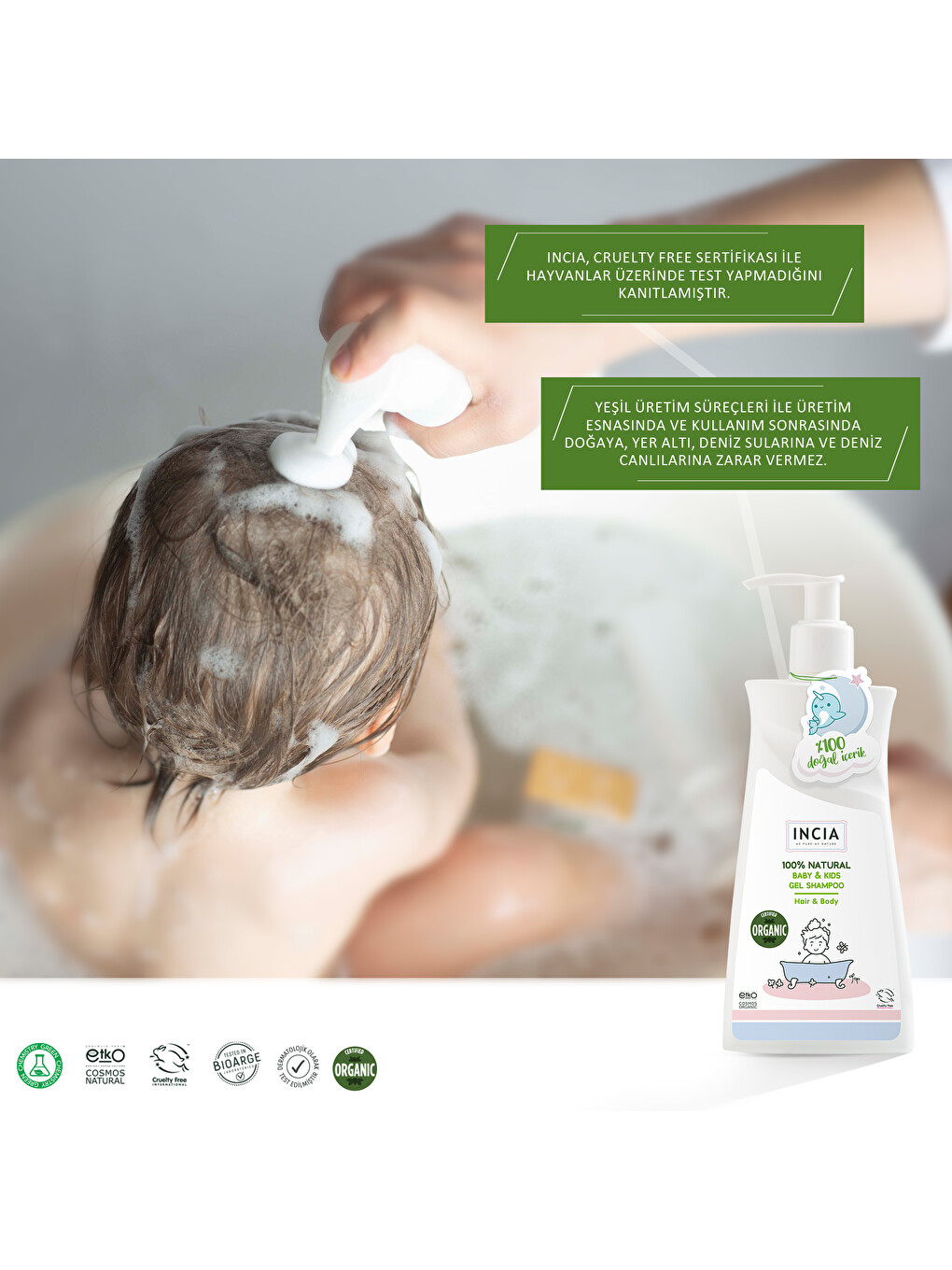 %100 Doğal Organik Sertifikalı Bebek Ve Çocuk Jel Şampuanı Saç Vücut Lavanta Konak Önleyici 350 Ml-5