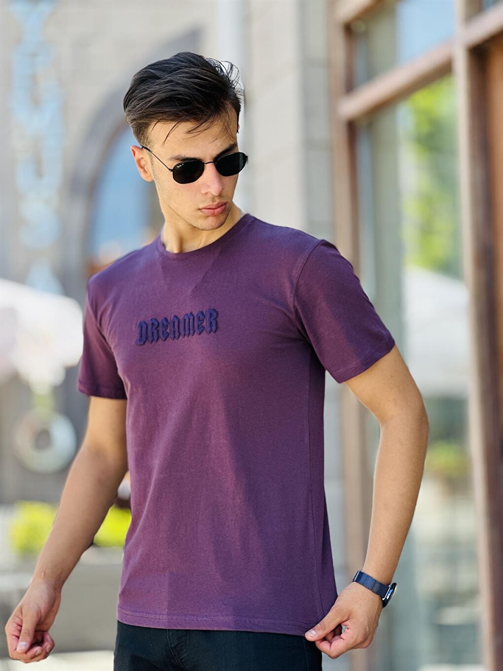 Dreamer Nakış Detaylı Kısa Kollu Tişört Regular Fit-Mor