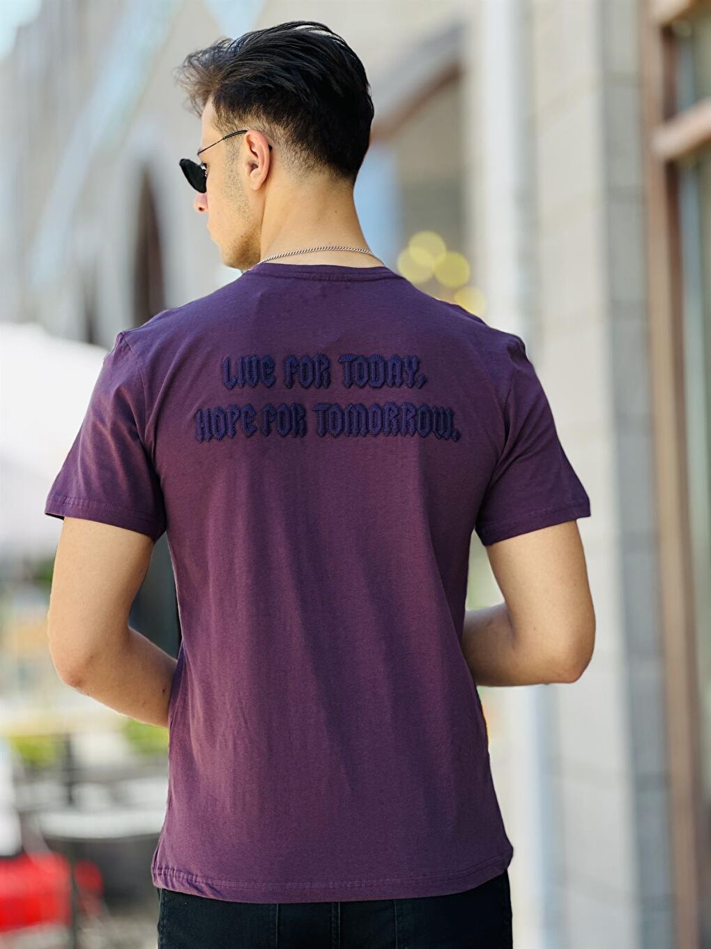 Dreamer Nakış Detaylı Kısa Kollu Tişört Regular Fit-Mor-1