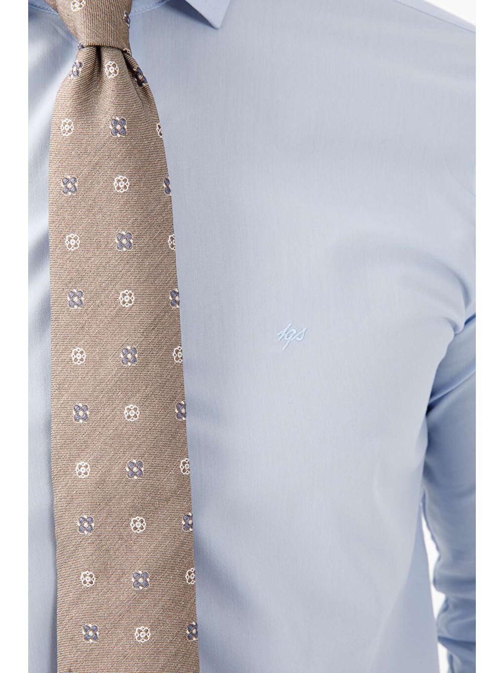 Açık Mavi Slim Fit Dar Kalıp Klasik Yaka Düz Uzun Kollu Cepsiz Kolay Ütülenir Gömlek-4