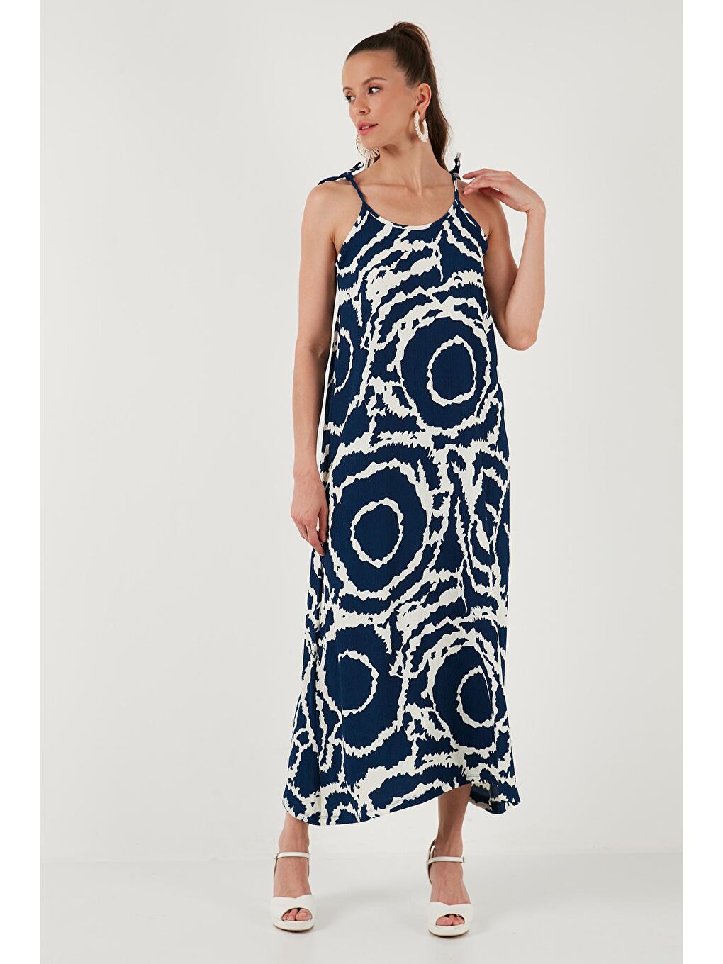 Lacivert Regular Fit İp Askılı Uzun Kadın Elbise 5865732-2