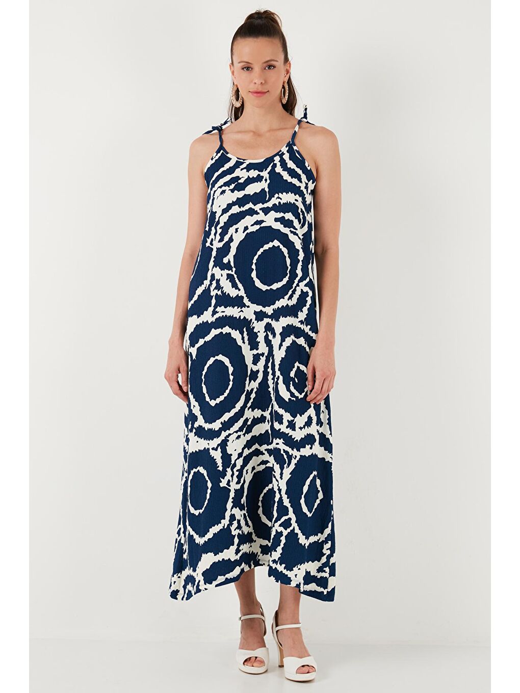 Lacivert Regular Fit İp Askılı Uzun Kadın Elbise 5865732-4