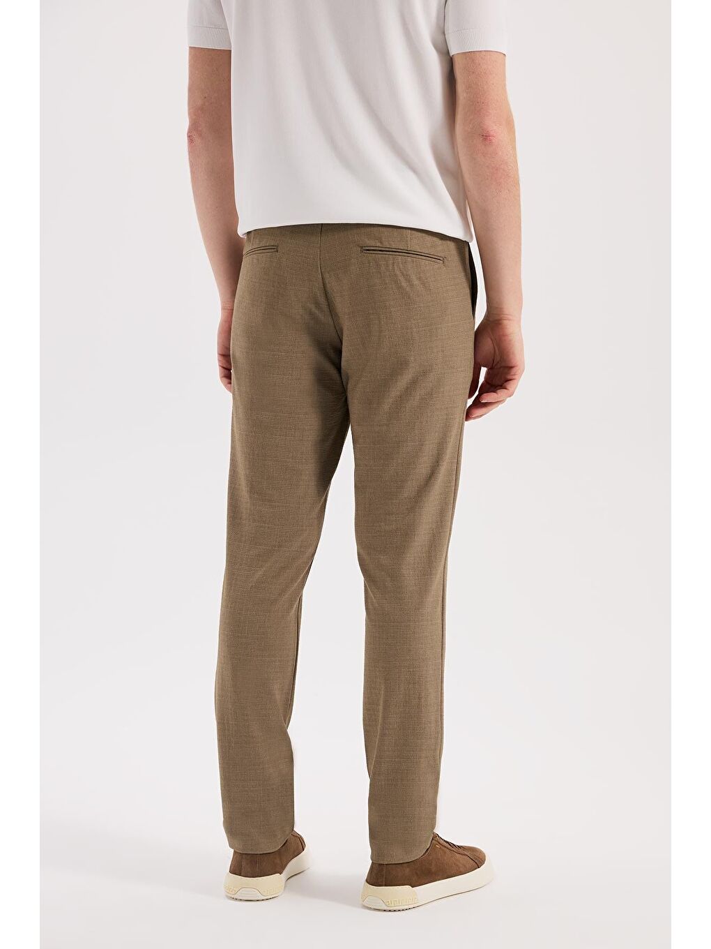 Bej Vizon Comfort Fit Beli Lastikli Esnek Kumaş Jogger Pantolon-3