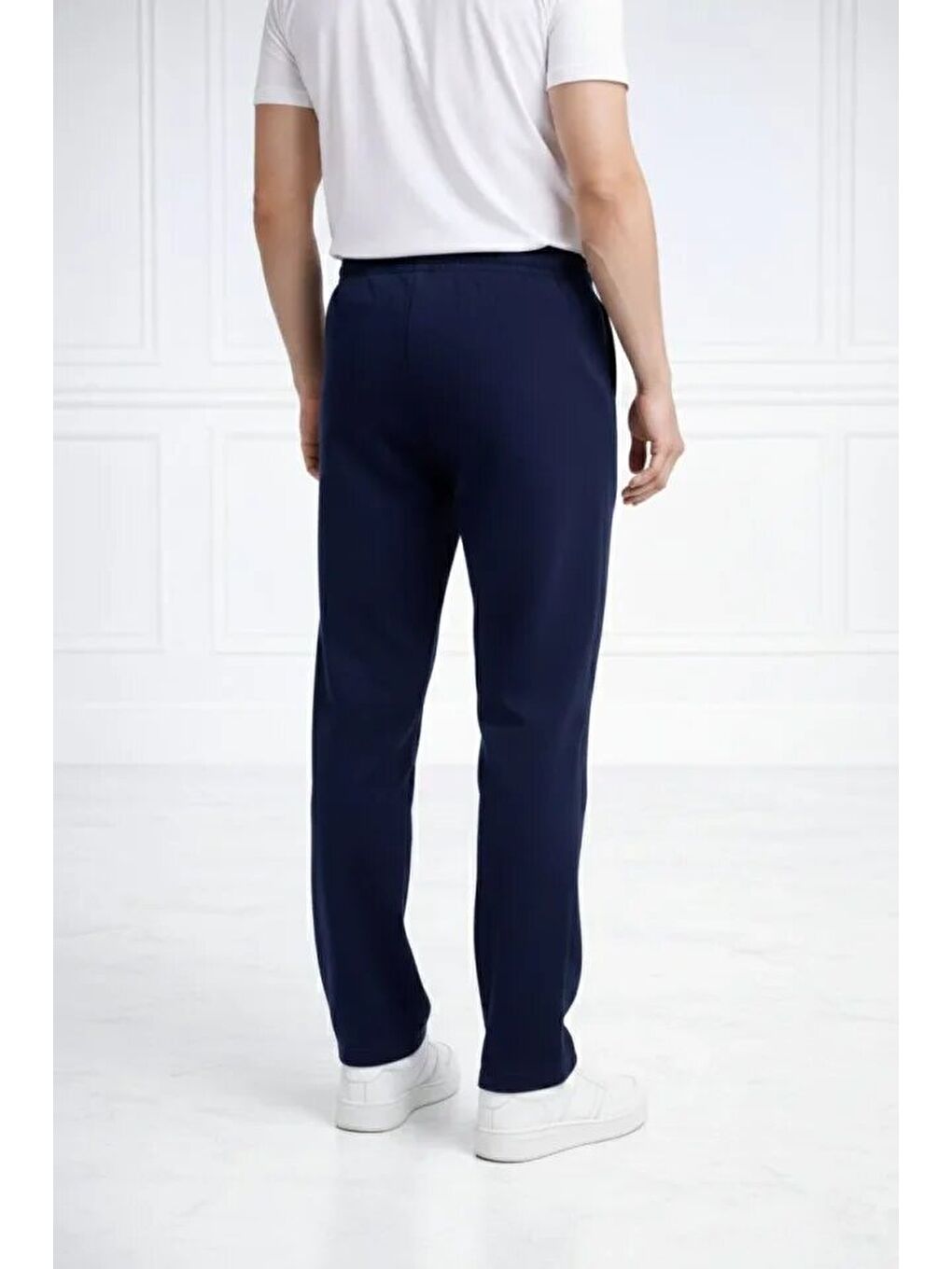 Erkek Düz Paça Beli Lastikli İpli Günlük Spor Eşofman Altı Rahat Fit - Lacivert-3