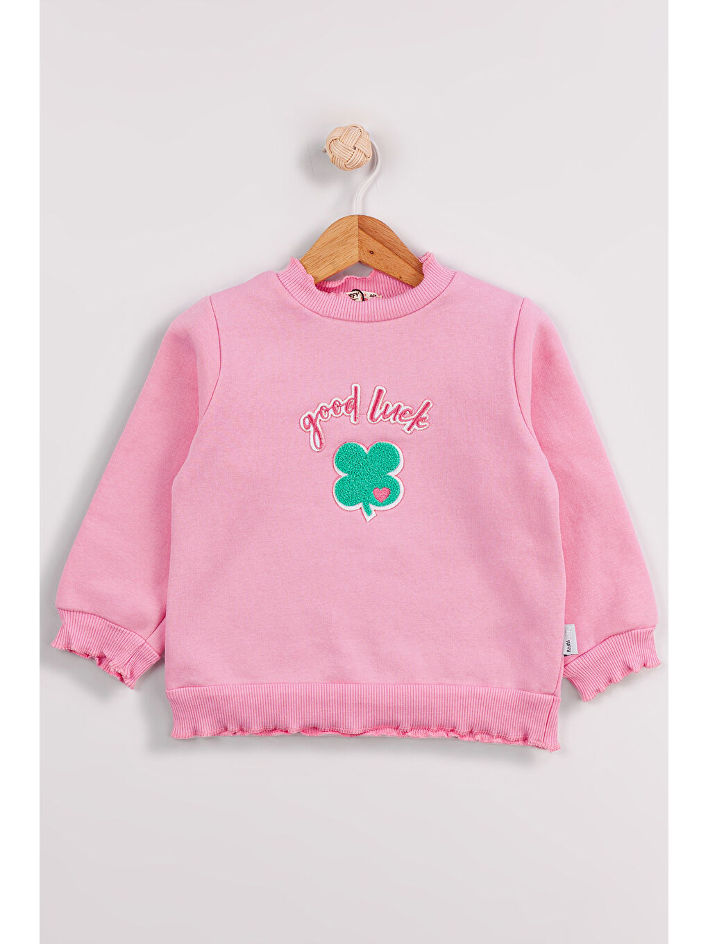 Pembe Kız Çocuk 2'li Paket Basic Sweatshirt-1