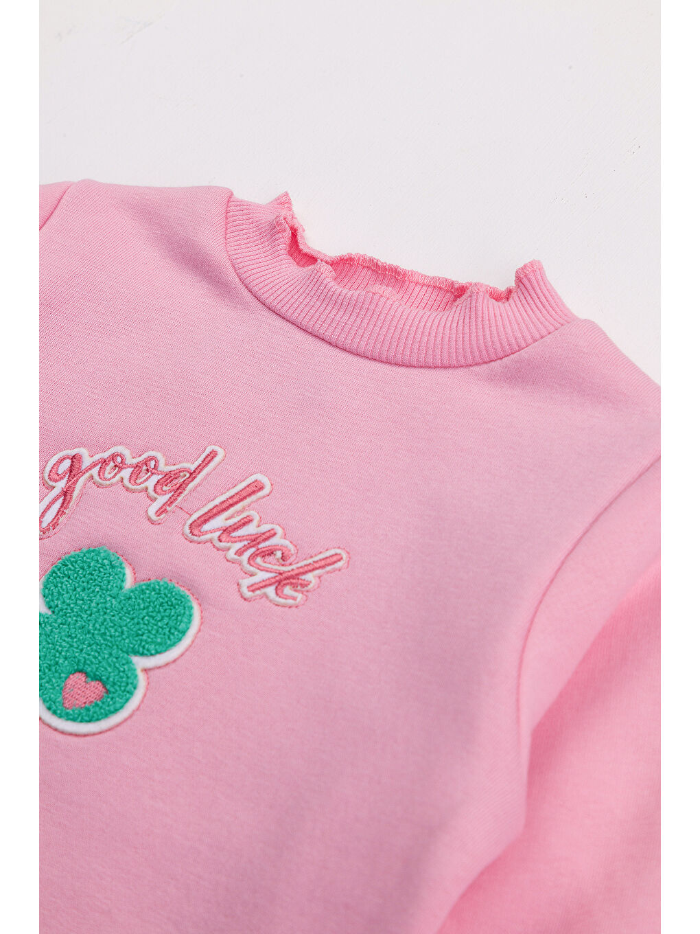 Pembe Kız Çocuk 2'li Paket Basic Sweatshirt-3