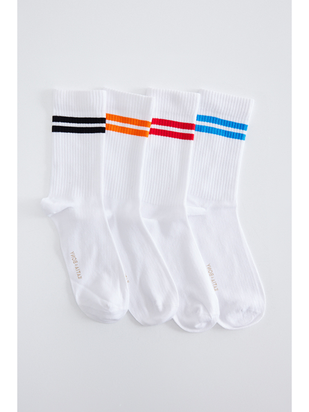 Karışık 4'lü Paket Şeritli Unısex Soket Çorap Desenli