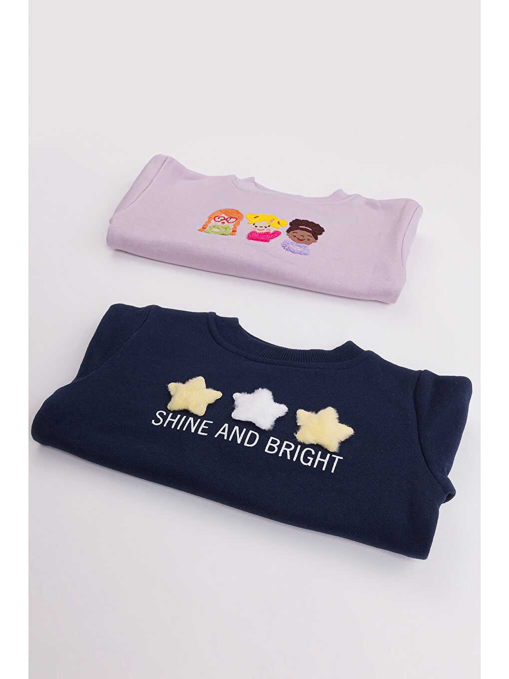 Lacivert Kız Çocuk 2'li Paket Basic Sweatshirt-3