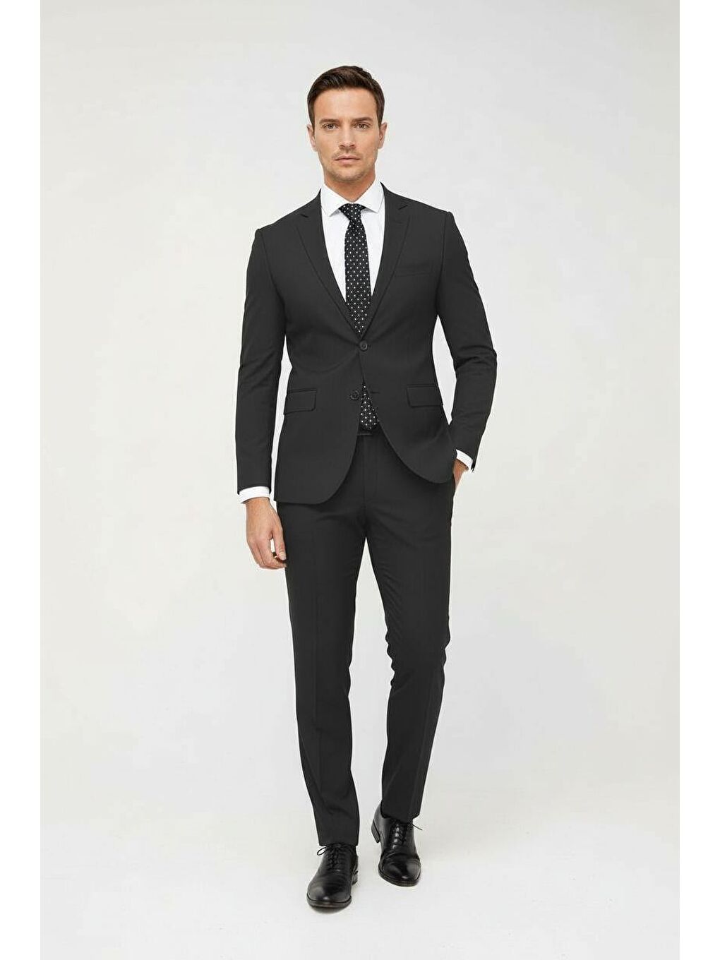 Gri Erkek Füme Slim Fit Dar Kalıp Klasik Takım Elbise