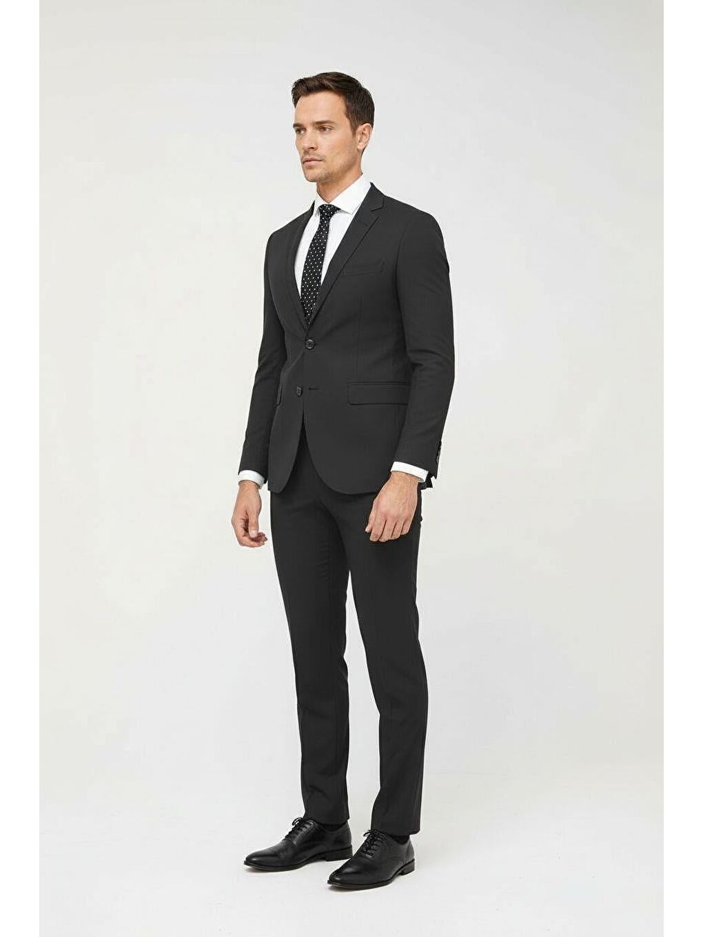 Gri Erkek Füme Slim Fit Dar Kalıp Klasik Takım Elbise-1