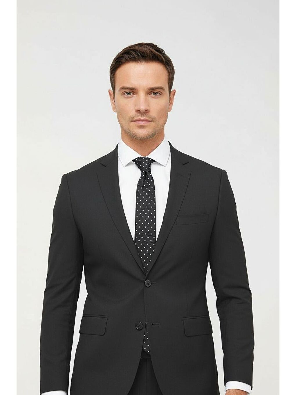 Gri Erkek Füme Slim Fit Dar Kalıp Klasik Takım Elbise-2