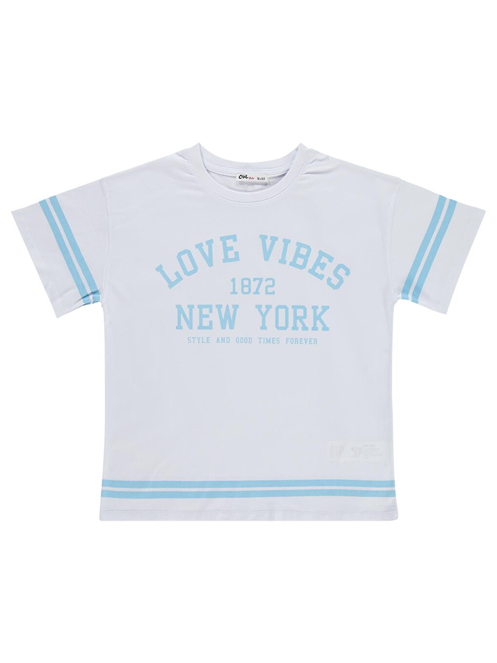 Girls Love Vibes Baskılı 10-13 Yaş Tişört - Beyaz