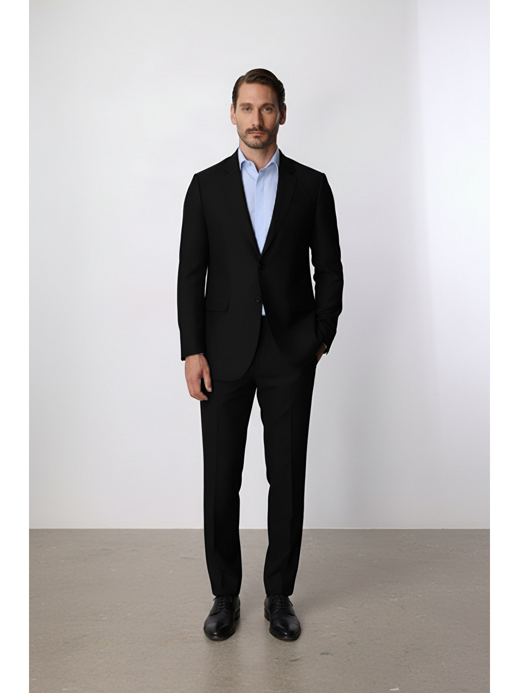 Erkek Siyah Regular Fit Klasik Takım Elbise-1