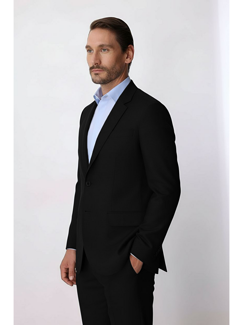 Erkek Siyah Regular Fit Klasik Takım Elbise-2