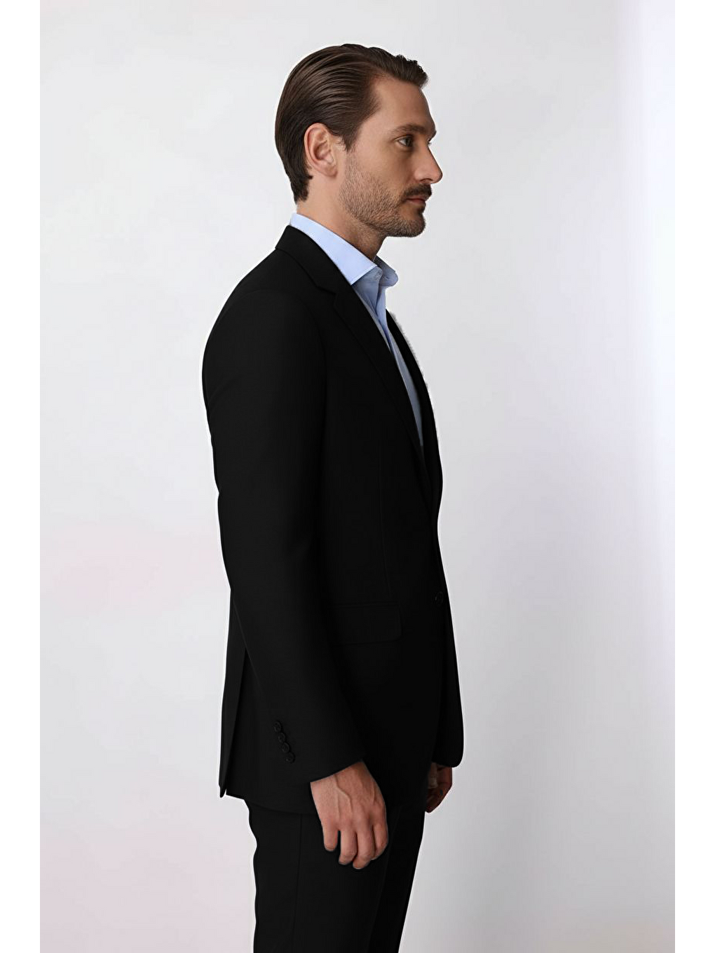 Erkek Siyah Regular Fit Klasik Takım Elbise-4