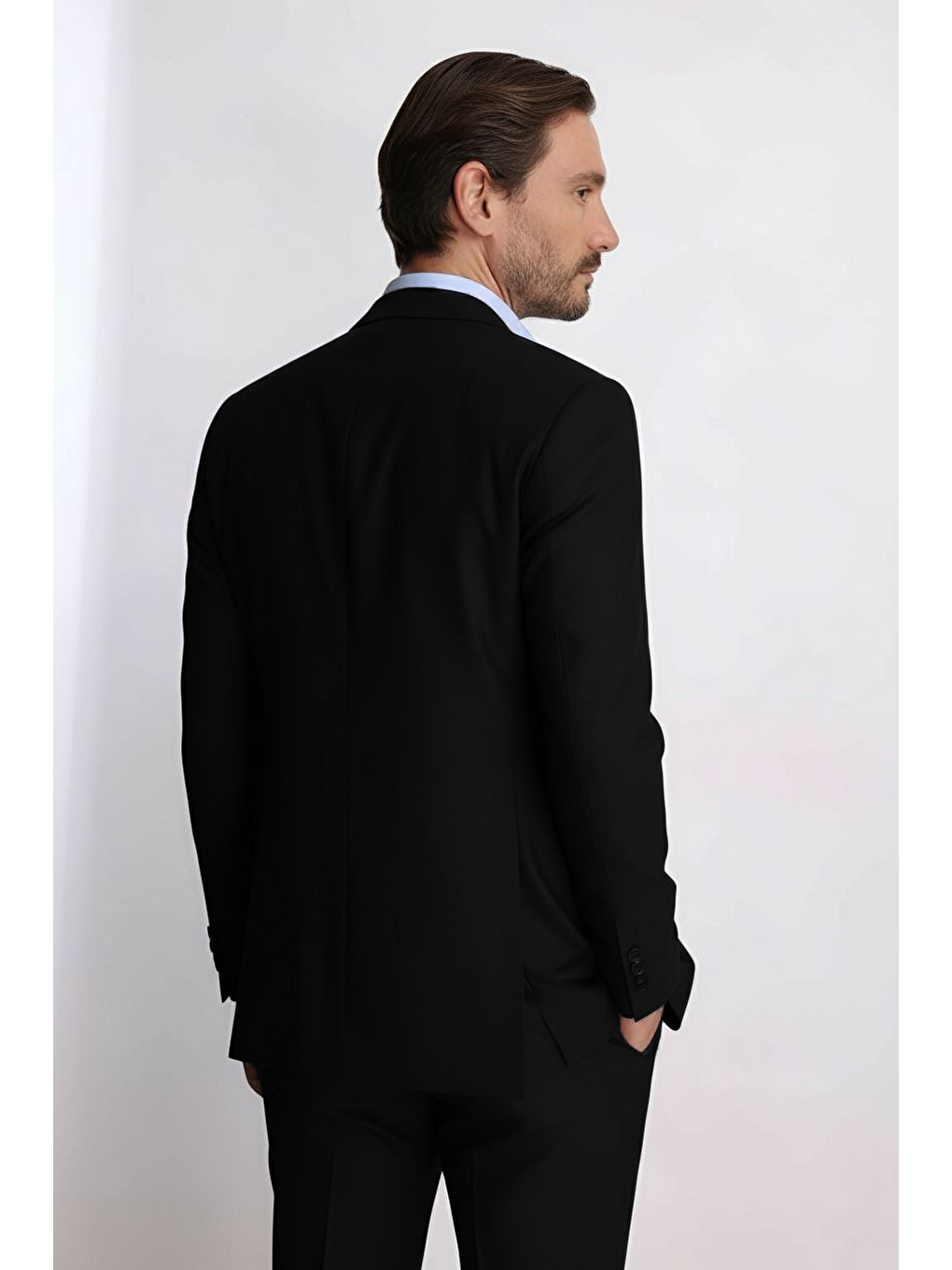 Erkek Siyah Regular Fit Klasik Takım Elbise-5