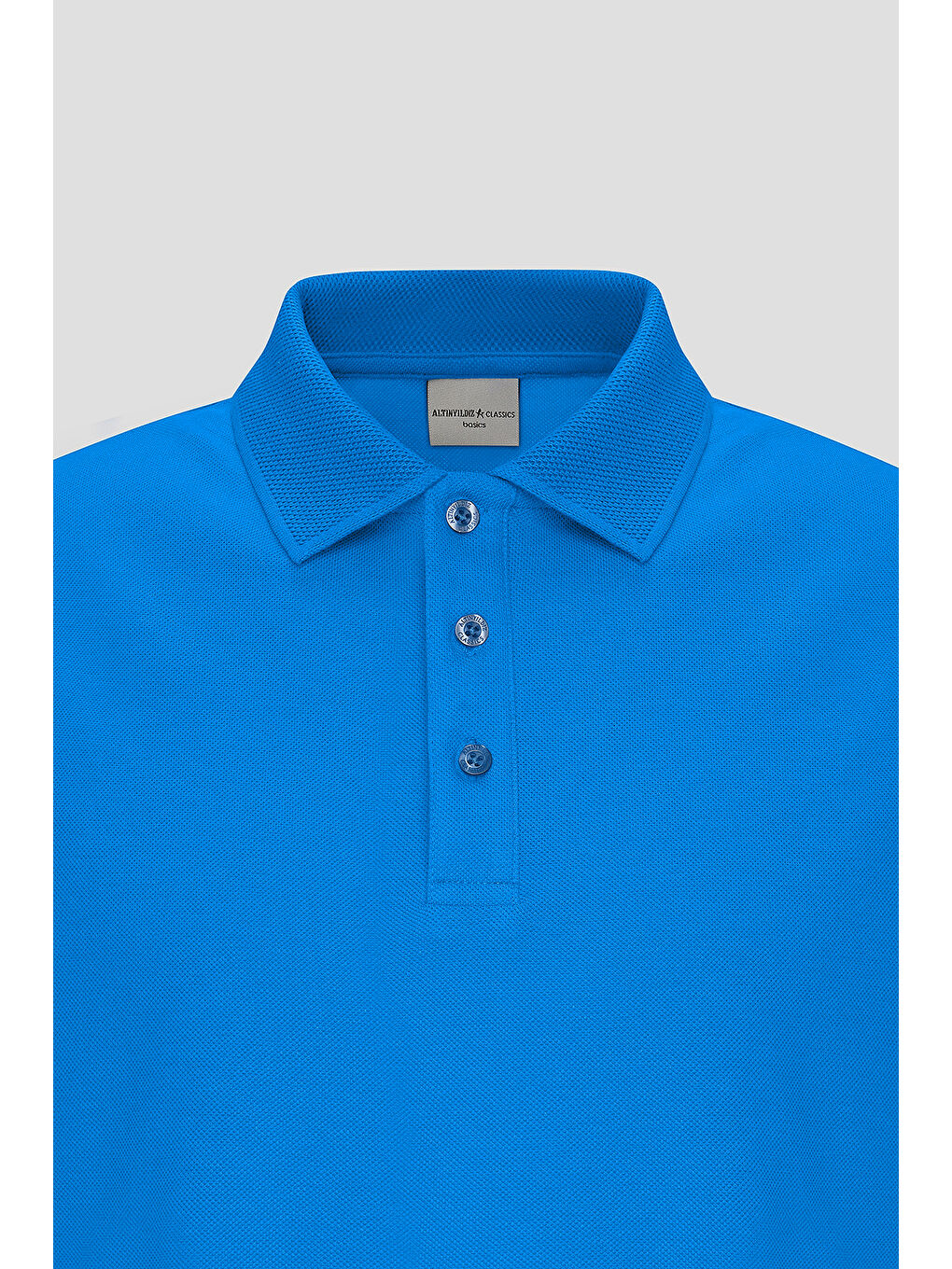 Erkek Royal Mavi Slim Fit Dar Kesim Polo Yaka %100 Pamuk Kısa Kollu Tişört-1