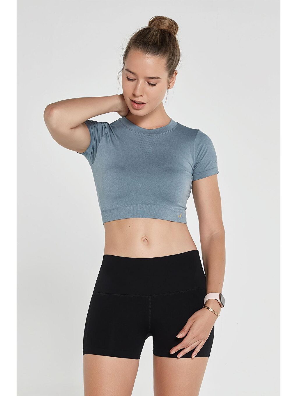 JERF Taş Captiva Yumuşak Dokulu & Esnek Crop Top Stone