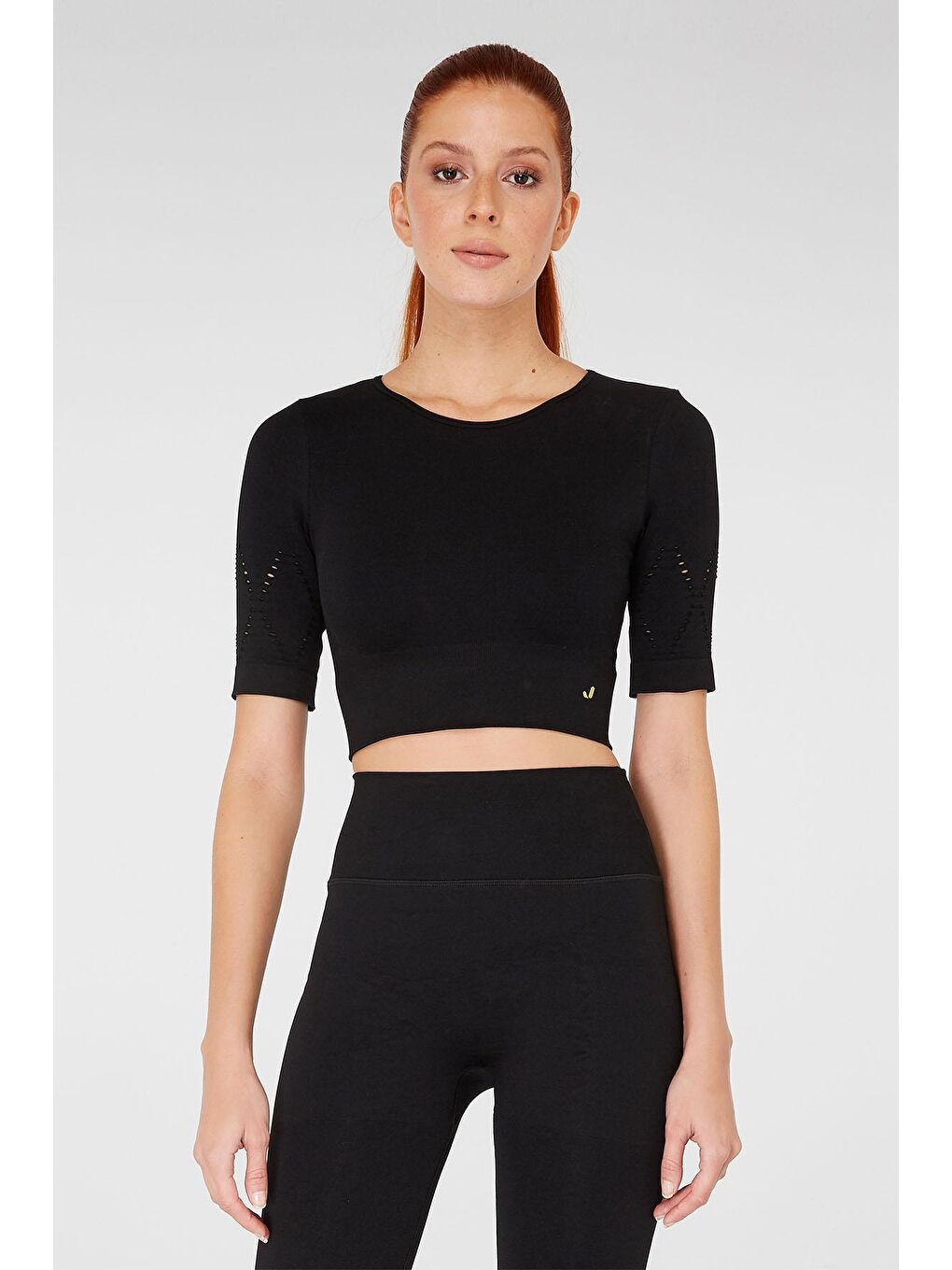 JERF Siyah Naples Kısa Kol Crop Top Econyl Siyah