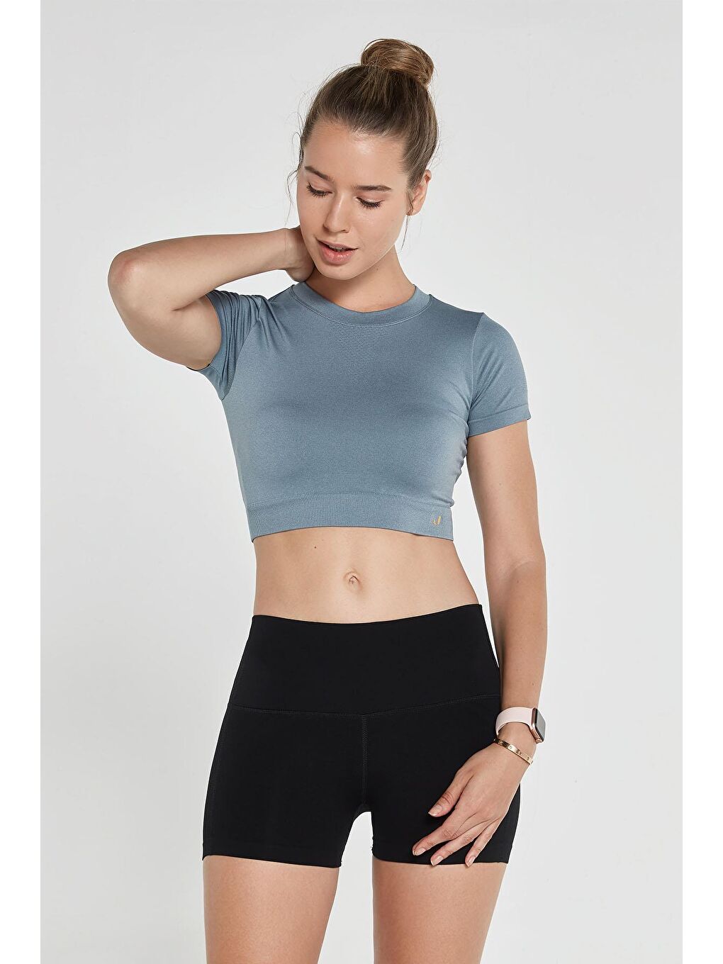 JERF Taş Captiva Yumuşak Dokulu & Esnek Crop Top Stone - 2