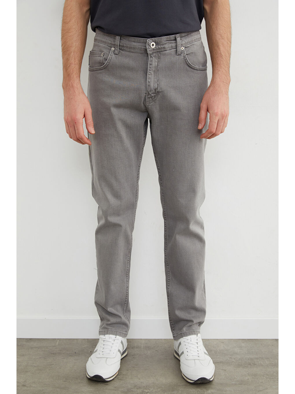 Gri Büyük Beden Regular Fit Jean-4