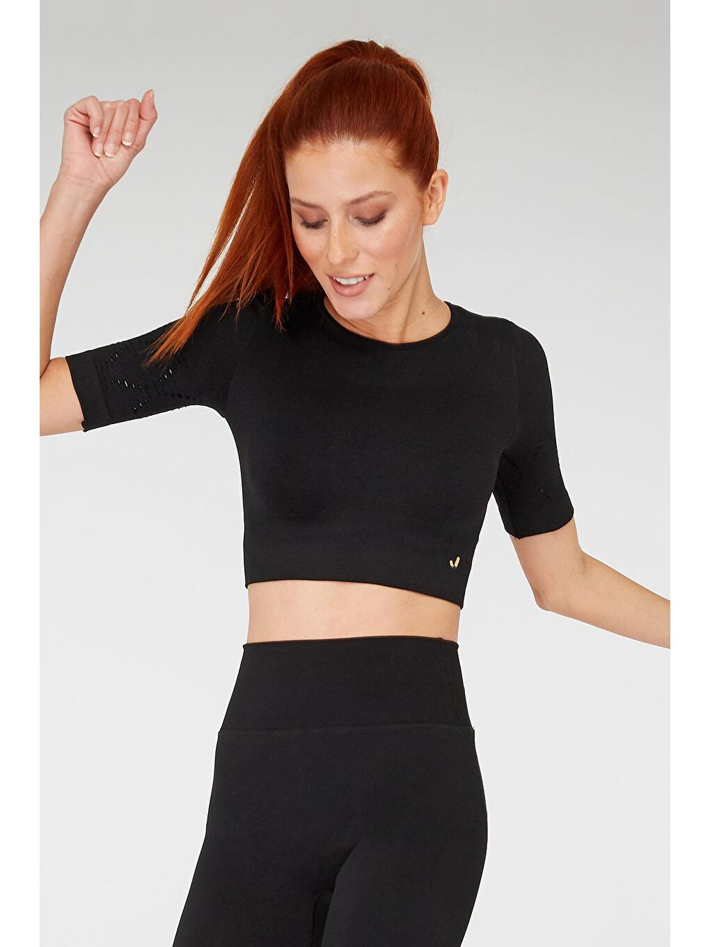 JERF Siyah Naples Kısa Kol Crop Top Econyl Siyah - 1