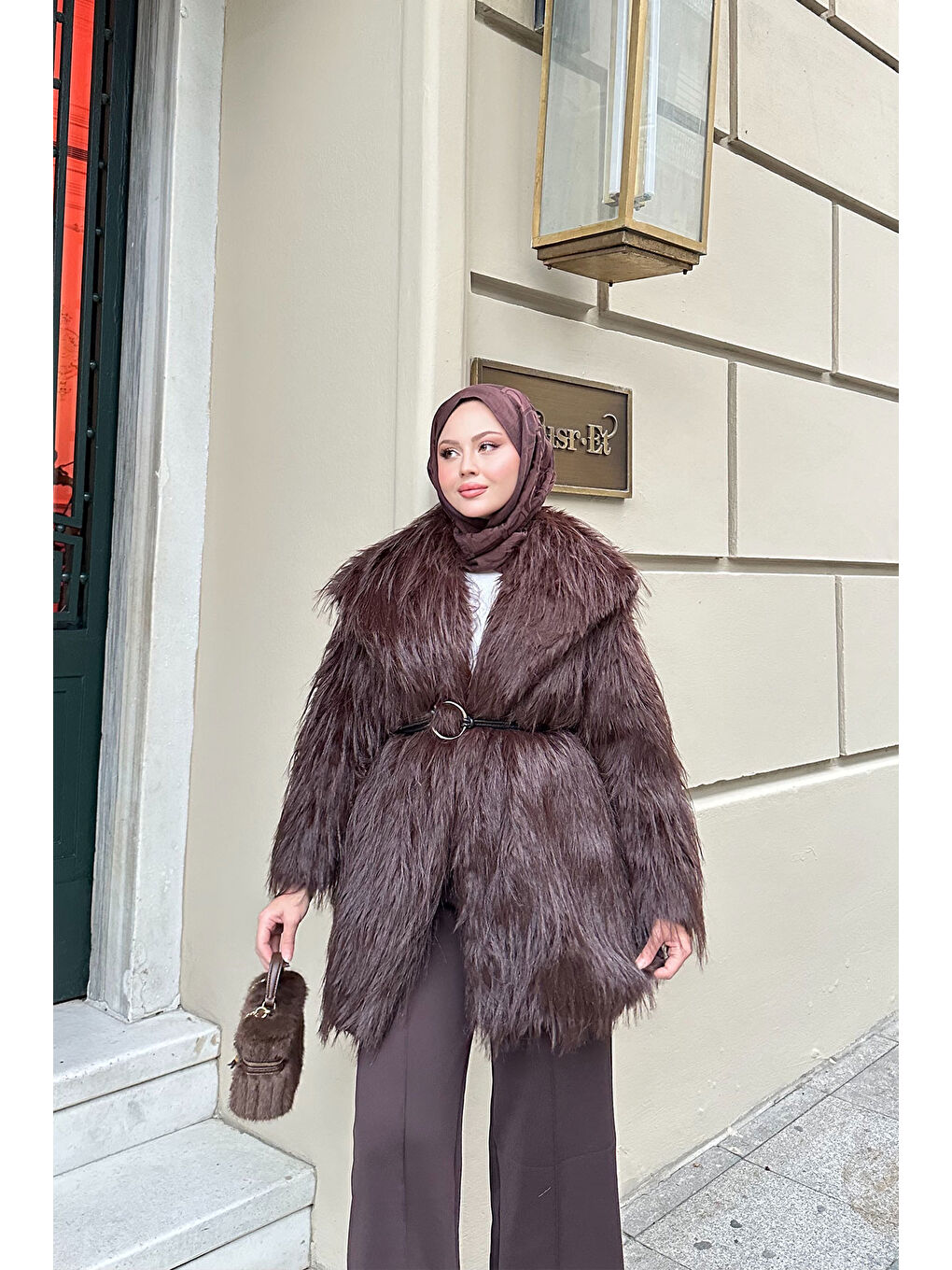 Kahverengi Kadın Halka Kemer Detay Kaban Acı Kahve-3