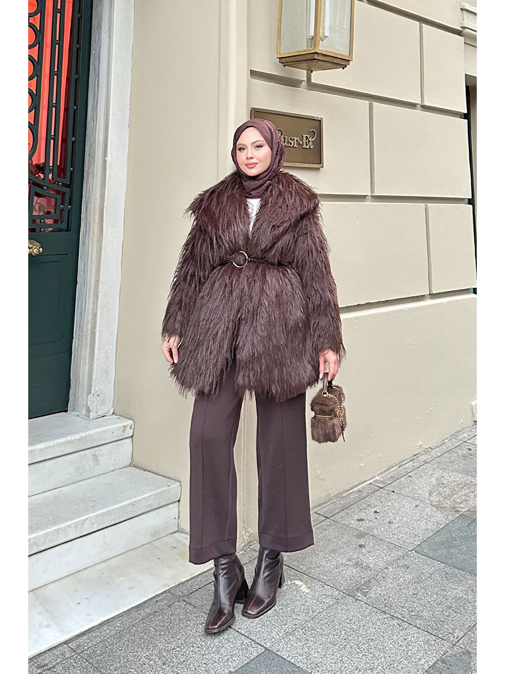 Kahverengi Kadın Halka Kemer Detay Kaban Acı Kahve-4