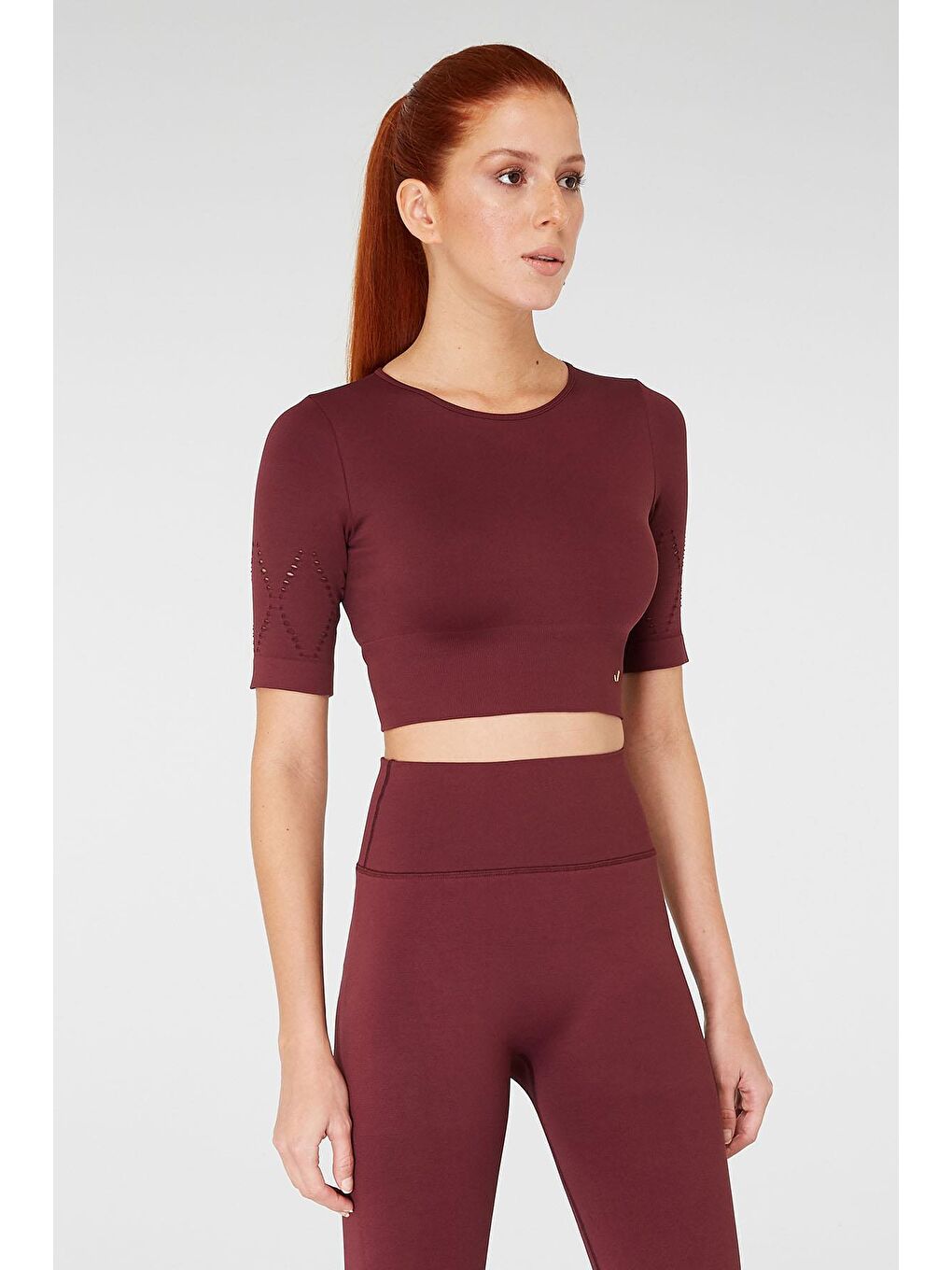 JERF Bordo Naples Kısa Kol Crop Top Econyl Bordo