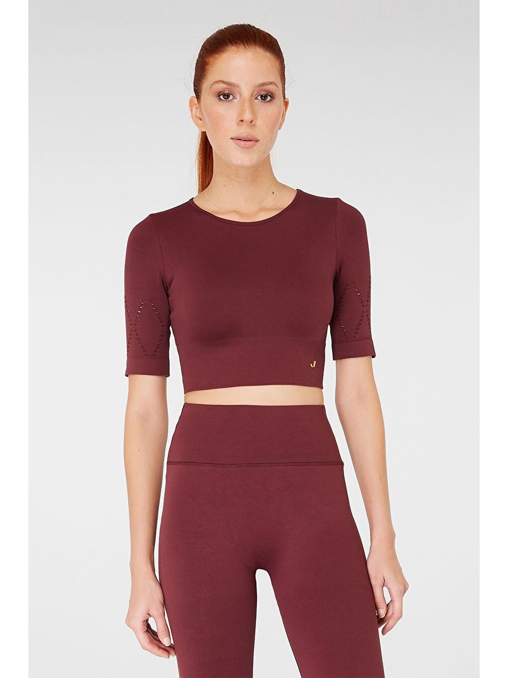 JERF Bordo Naples Kısa Kol Crop Top Econyl Bordo - 1