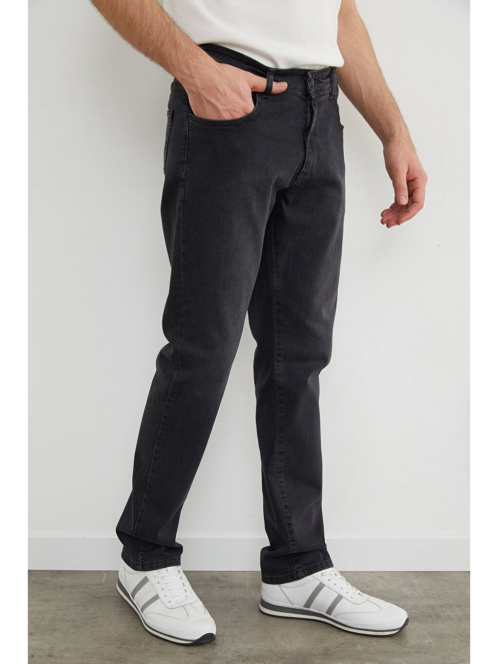 Gri Büyük Beden Regular Fit Jean-4