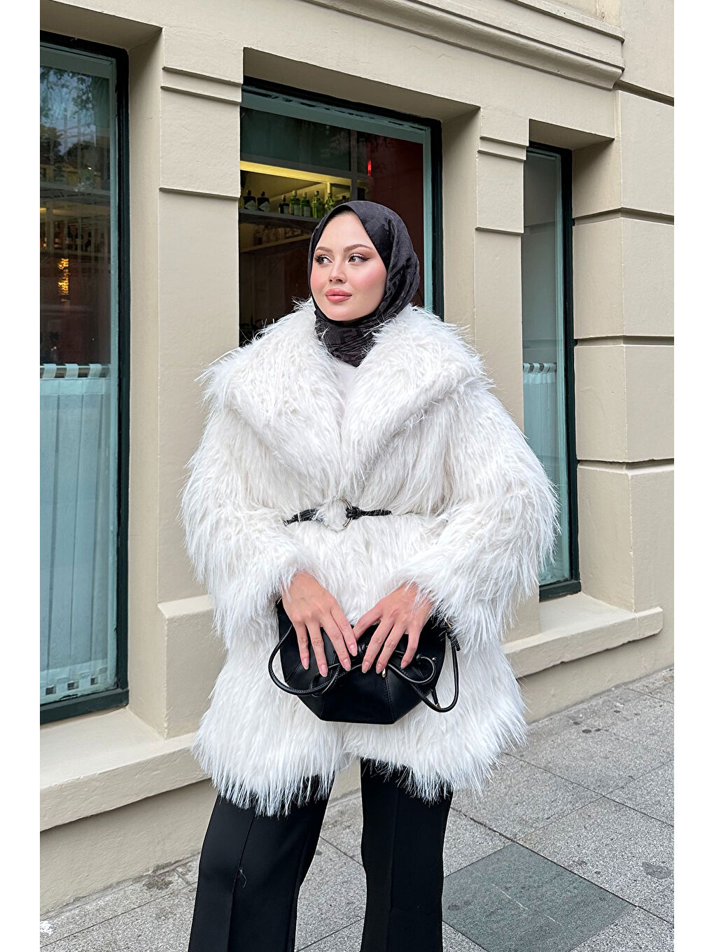 Kadın Halka Kemer Detay Kaban Ekru-4