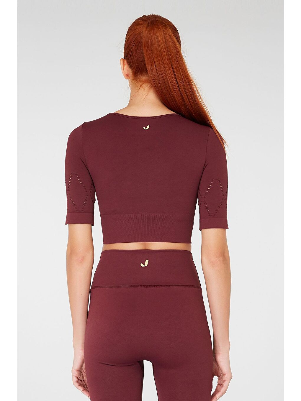 JERF Bordo Naples Kısa Kol Crop Top Econyl Bordo - 3