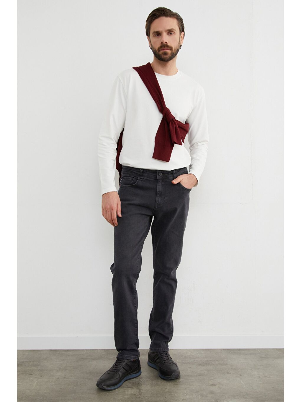 Gri Regular Fit Normal Bel Jean