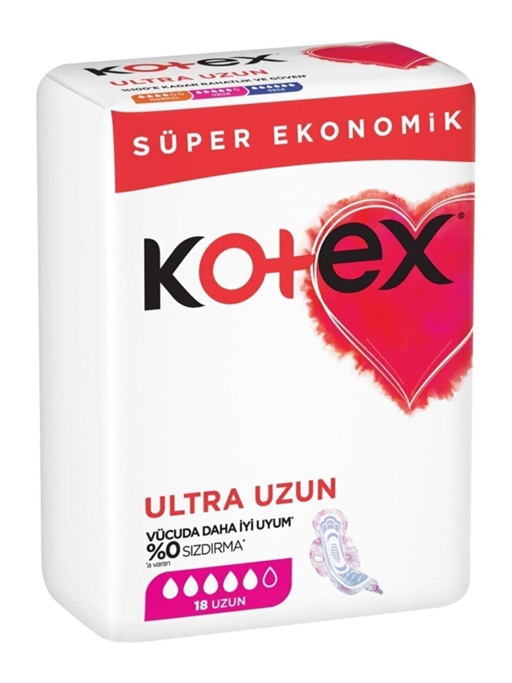 Kotex Beyaz Ultra Quadro Süper Eko Uzun 18'li Hijyenik Ped