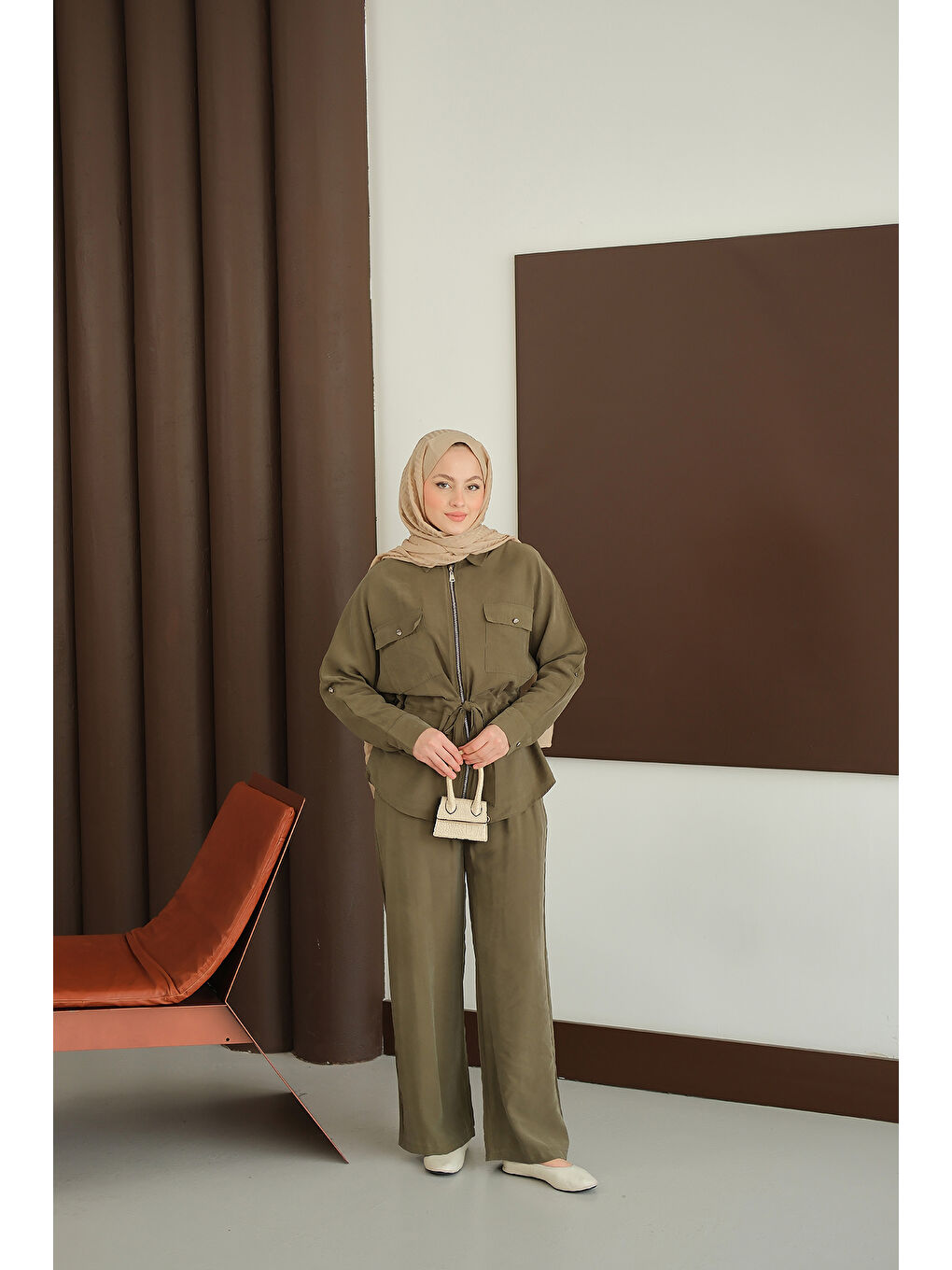 Kadın Fermuarlı İkili Takım Yeşil-1