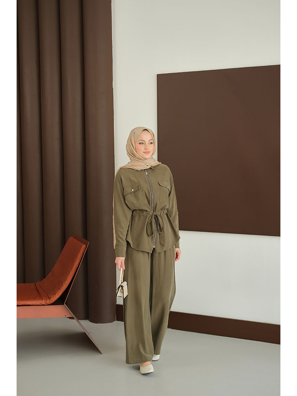 Kadın Fermuarlı İkili Takım Yeşil-3
